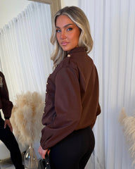 Rosie Military Style Bomber Jacket - Burgundy