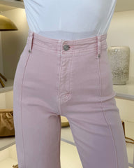 Ayla High Waisted Straight Leg Jean - Pink