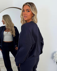 Amelia Bomber Zip Jacket & Straight Leg Joggers Set- Navy