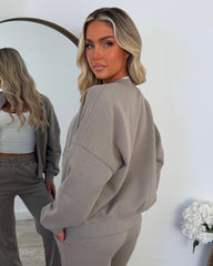 Amelia Bomber Zip Jacket & Straight Leg Joggers Set- Dove Grey