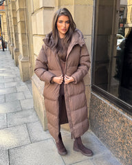 HARPER Padded Duvet Coat - Chocolate