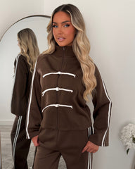 Liana Zip Hoodie and Trouser Set - Chocolate