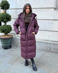 HARPER Padded Duvet Coat - Burgundy