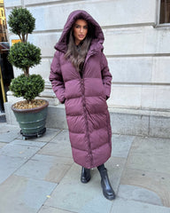 HARPER Padded Duvet Coat - Burgundy