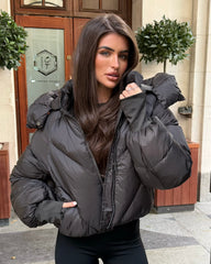 Lorna Short Style Padded Bomber Coat - Khaki
