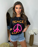 Peace & Love Print T-Shirt - Black