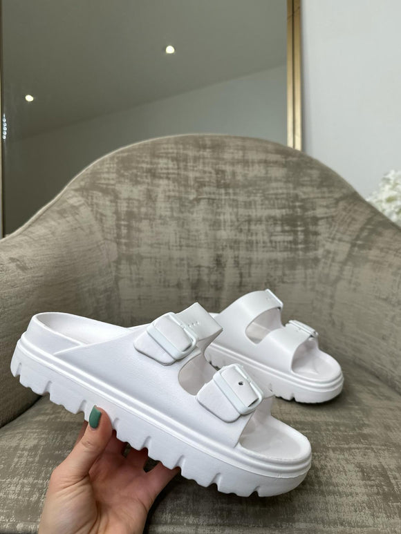 Lacia Chunky Double Strap Sandals - White
