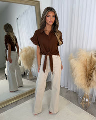 Fiona Tie Front Cheesecloth Shirt - Chocolate