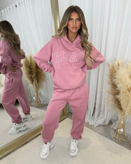 Harlow Plain Fleece Lined Cuffed Leg Joggers - Blush Pink