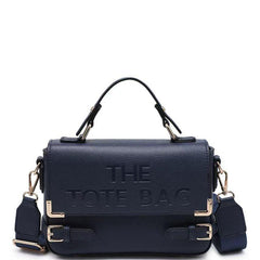 Becky 'The Tote Bag' Fold Over Design Structured Bag - Navy