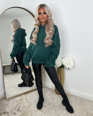 Penny Ruched Sleeve Hoodie - Bottle Green