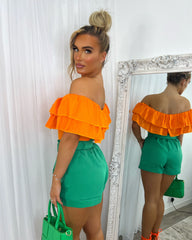 Ruth Belted High Waisted Shorts - Bottle Green