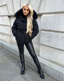 Kelsey Padded Faux Fur Hooded Coat - Black