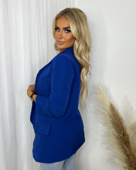Tracey Ruched Sleeve Blazer - Royal Blue