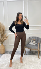 High Waist Leggings - Brown